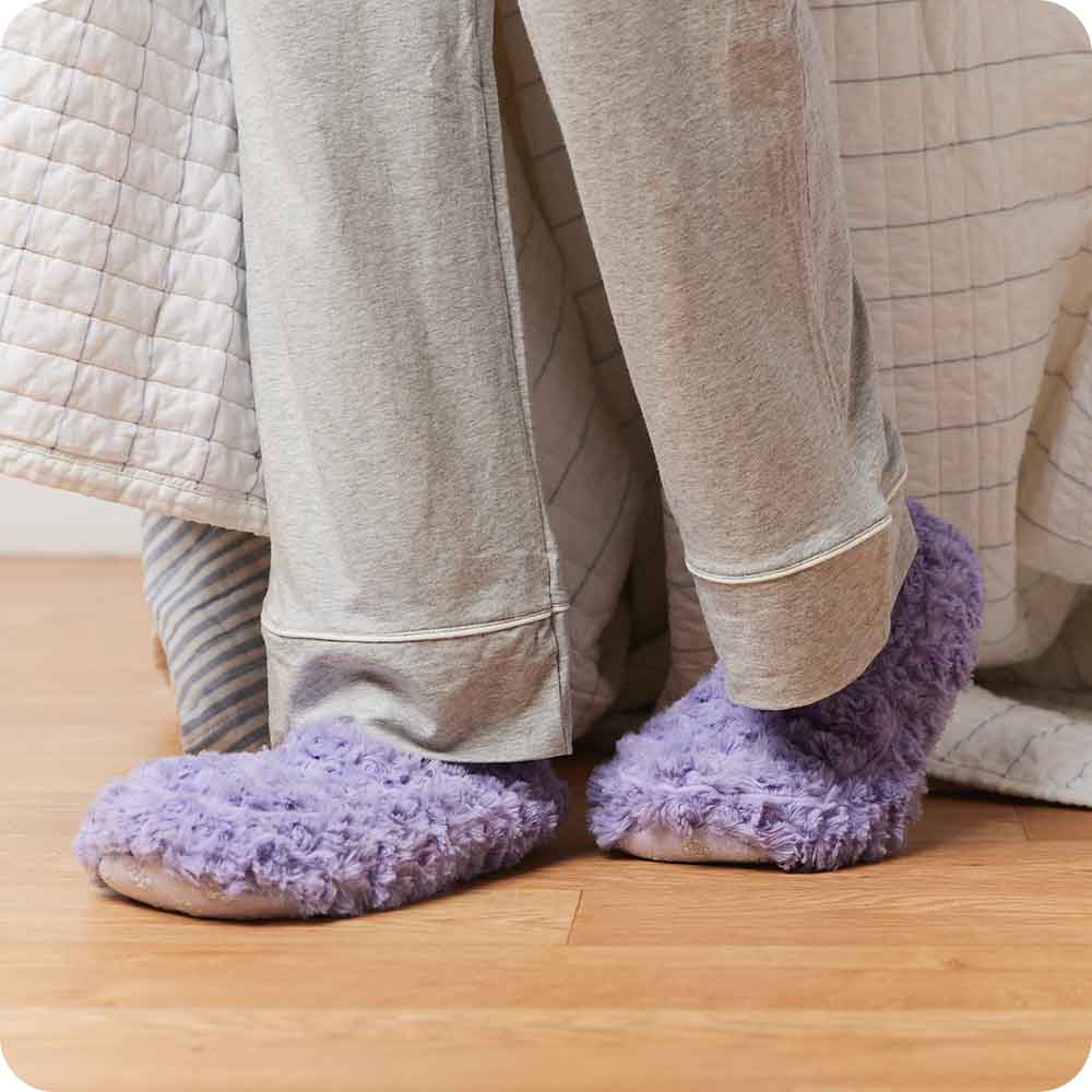 Image 92: Microwavable Curly Purple Warmies Slippers - Warmies USA